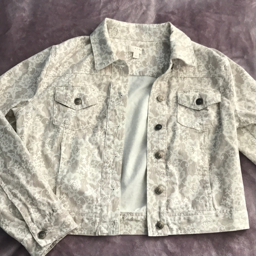 Kenar White floral design Jacket